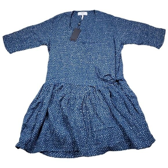 One Teaspoon Starry Night Wrap Dress Navy Blue White Dot Women's Size Medium - Picture 1 of 10